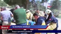 İstanbul’da iş makinası devrildi: : Kepçe operatörü yaralandı