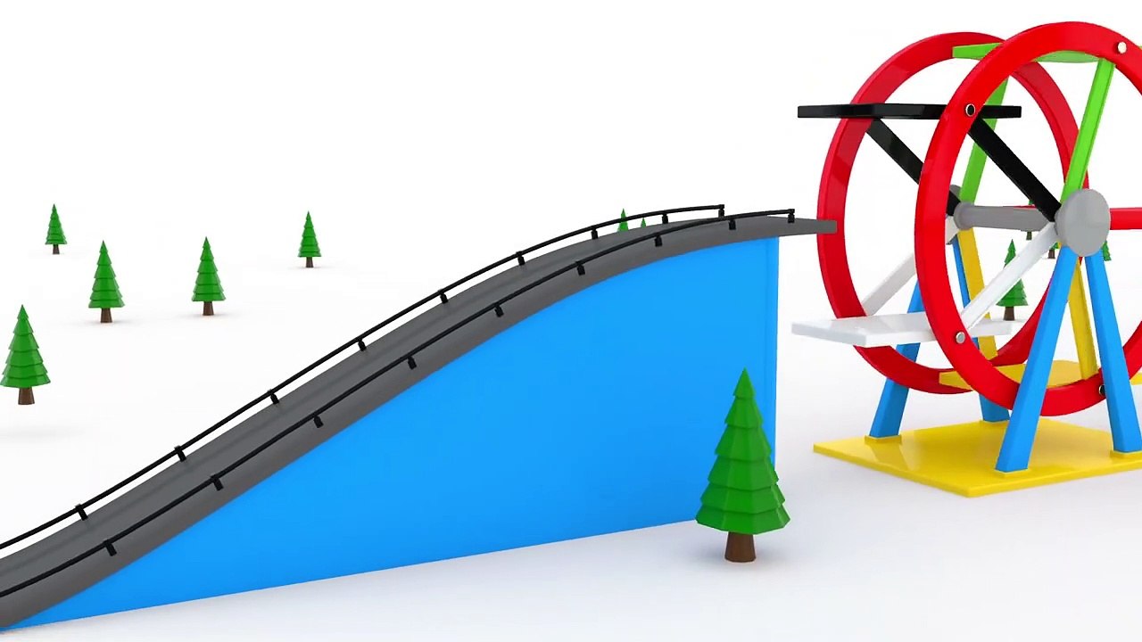Toy Cars Play On Slider and Ferris Wheel