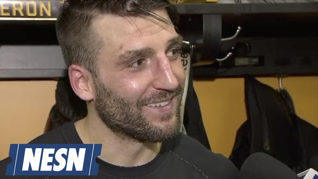 Patrice Bergeron Bruins vs. Maple Leafs Game 7 Stanley Cup Playoffs First-Round Postgame Locker Room