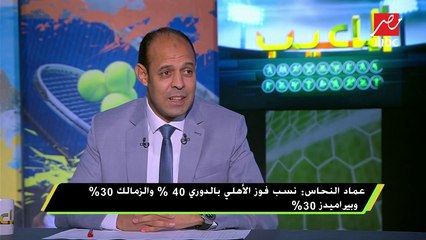 عماد النحاس : نسب فوز الأهلي بالدوري 40 % والزمالك 30 % وبيراميدز 30 %