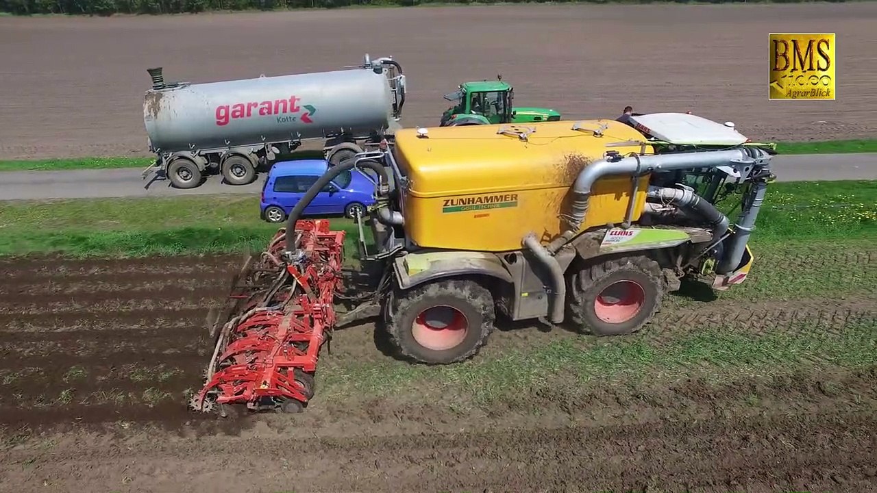 Gülle_Gärsubstrat fahren_einarbeiten 2017- CLAAS 4000 SADDLE TRAC Zunhammer_Gewitter_cabview_Blitze