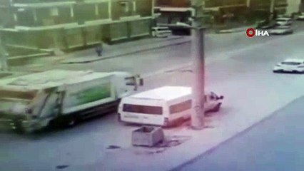 Kontrolden çıkan otomobil temizlik görevlisine böyle çarptı