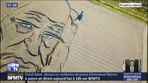 À quelques jours des 500 ans de Léonard de Vinci, il dessine son portrait dans un champ avec son tracteur