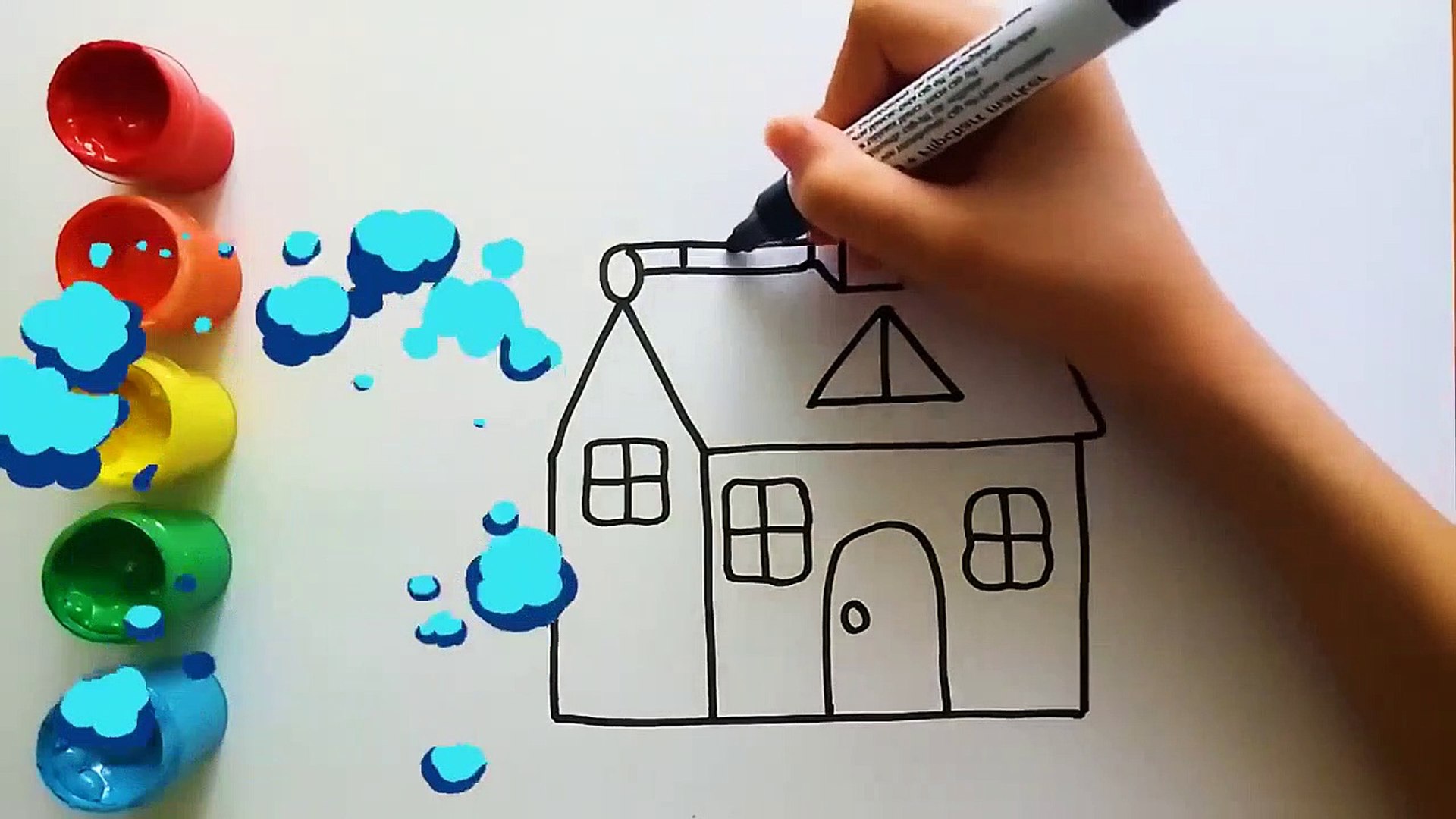 ⁣House painting and drawing for kids, learn colors for toddlers