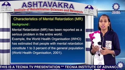 Ms. Shilpa | Characteristics of Mental Retardation | AIRSR | TECNIA TV