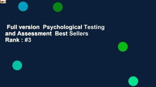 Full version  Psychological Testing and Assessment  Best Sellers Rank : #3
