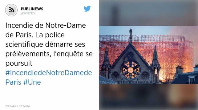 Incendie de Notre-Dame de Paris. La police scientifique démarre ses prélèvements, l'enquête se poursuit