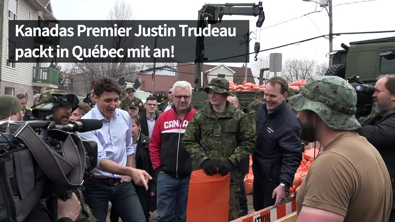 Ärmel hoch! Premier Trudeau befüllt Sandsäcke