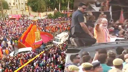 PM Modi का Varanasi में मेगा Roadshow, सड़क पर उमड़ा जनसैलाब | वनइंडिया हिंदी