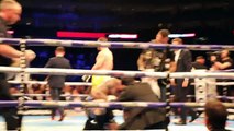 EMOTIONAL DAVE ALLEN CELEBRATES KNOCKOUT WIN WITH EDDIE HEARN IN THE RING & CONSOLES LUCAS BROWNE