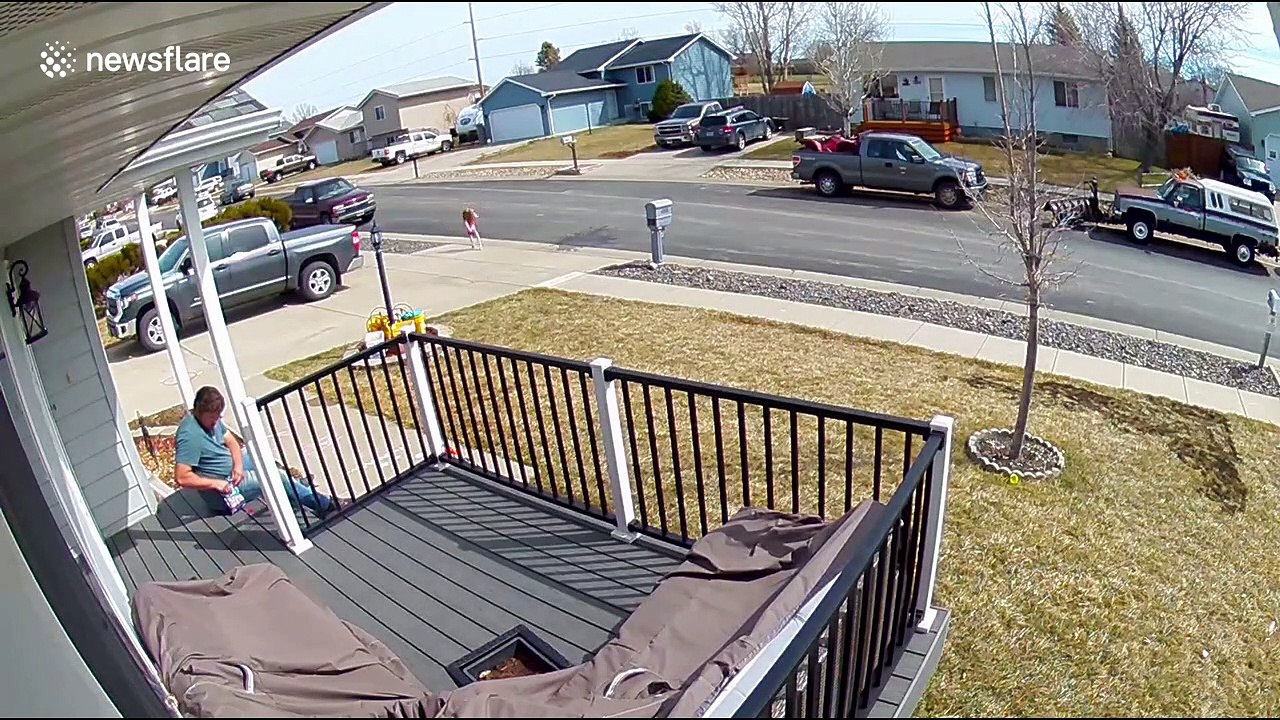 Unlucky little girl smacks head on truck but is OK in the end