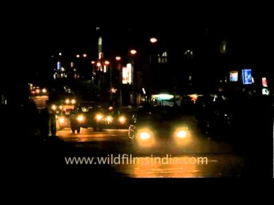Vehicle head lights in Thimphu!