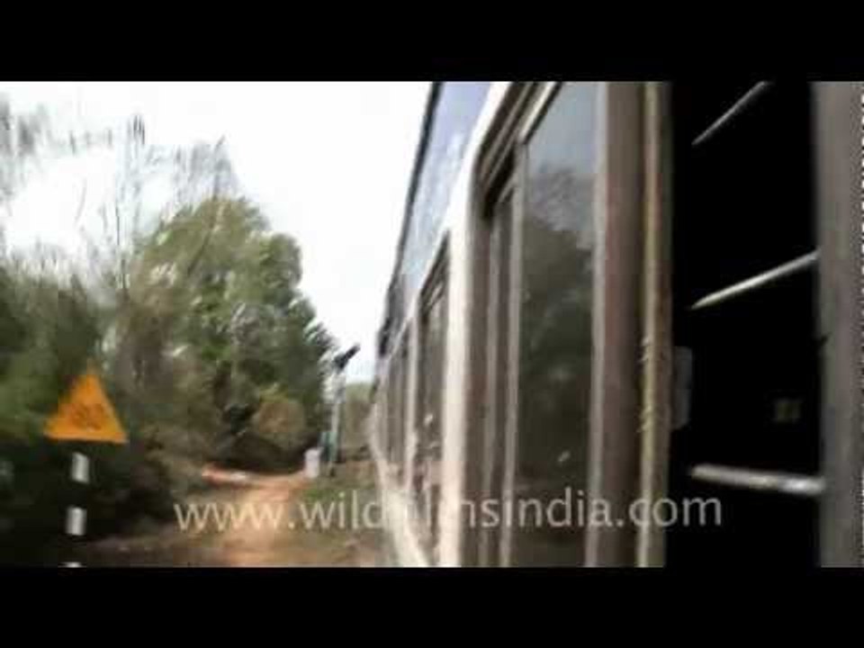 Wide angle shot from a moving train