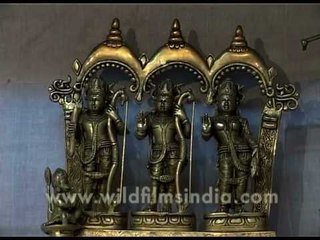 Indian brass-work on sale at Dilli Haat