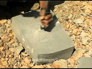 Sculpting hard stone, Nagaland, India