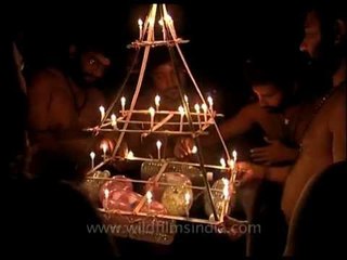 Lights for Lord Ayappan along Pamba river in Kerala