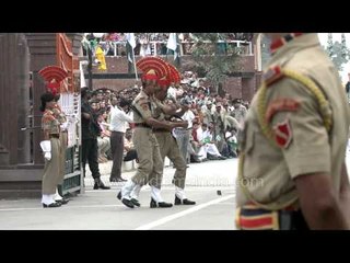 Slow power march at the Beating retreat in Wagah Border