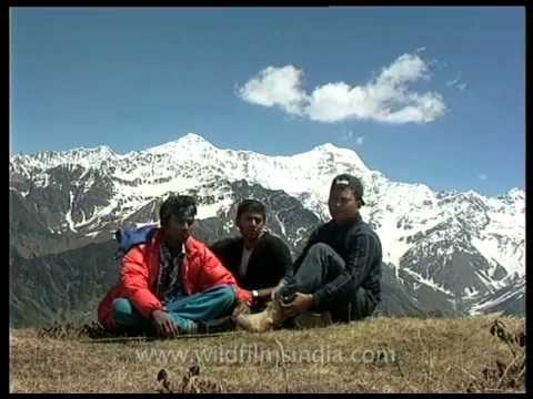 Halfway up to Darwa top a trekker speaks about Dodital