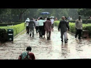 Old ruins become rain shelter for the visitors of Qutub complex