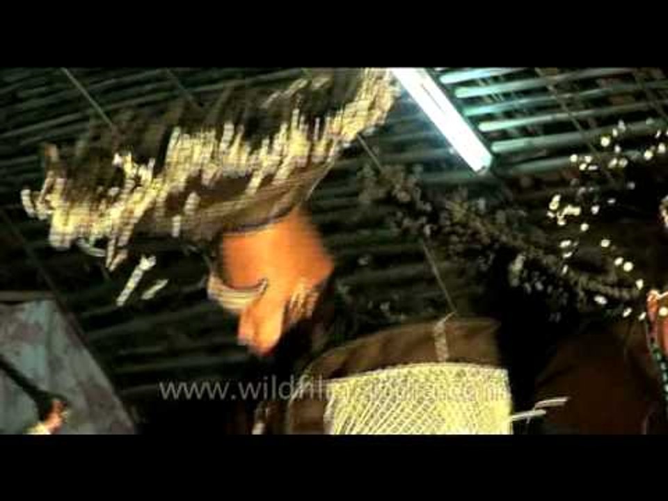 Adi tribes performing the tapu war dance on river festival, Arunachal Pradesh