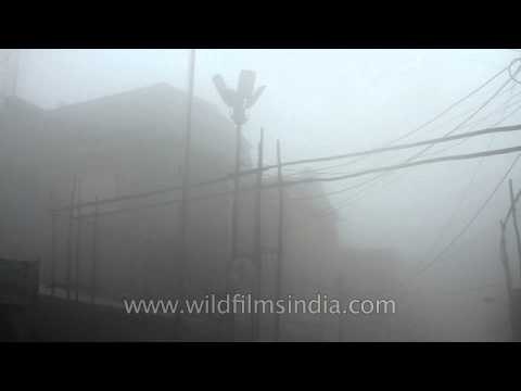 Local market and crowd in misty Mahabaleshwar