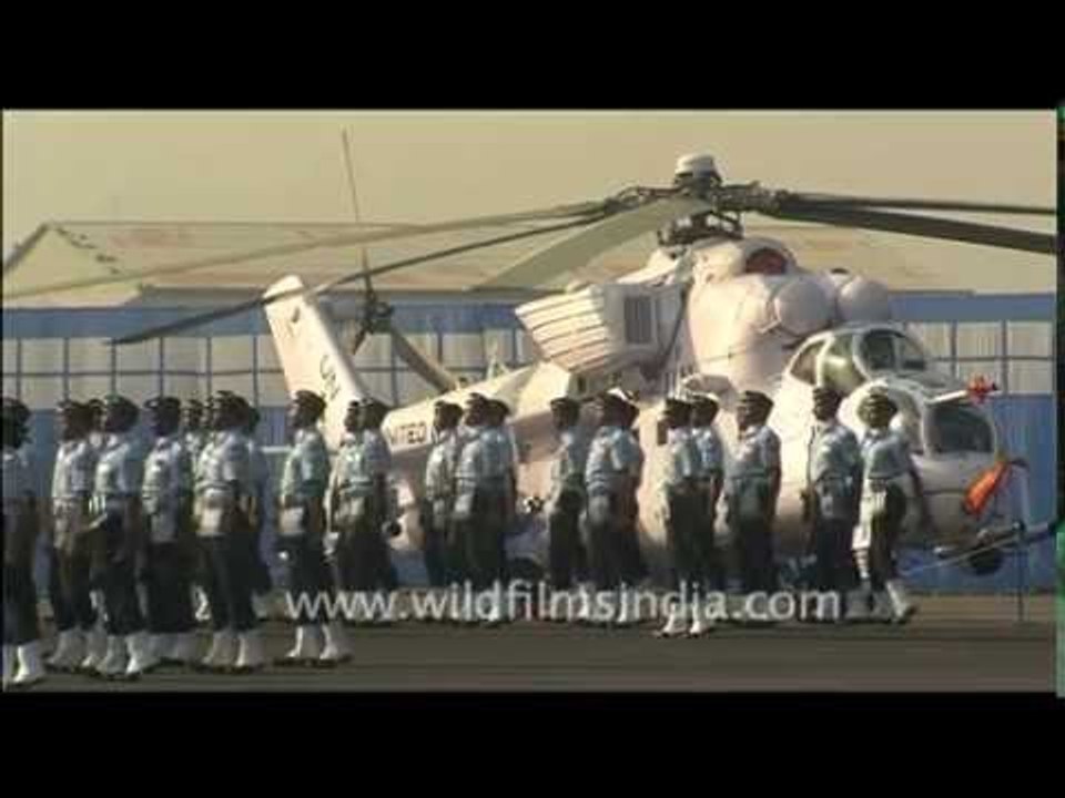 Marching men in uniforms - Indian Air Force day