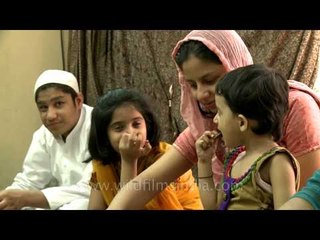A muslim family celebrates Eid al-Adha