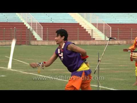 Super awesome stick dance and drums show from Manipur at Dr. Ambedkar Stadium!