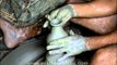 Working with ceramic and clay on a potters wheel, Sikkim