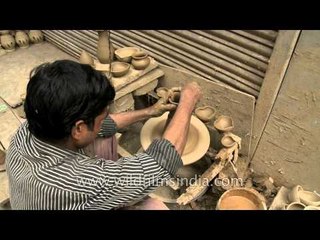 Diwali time at Paharhanj : clay diya making