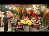 Diwali flower bouquet sales at Green Park Market, Delhi