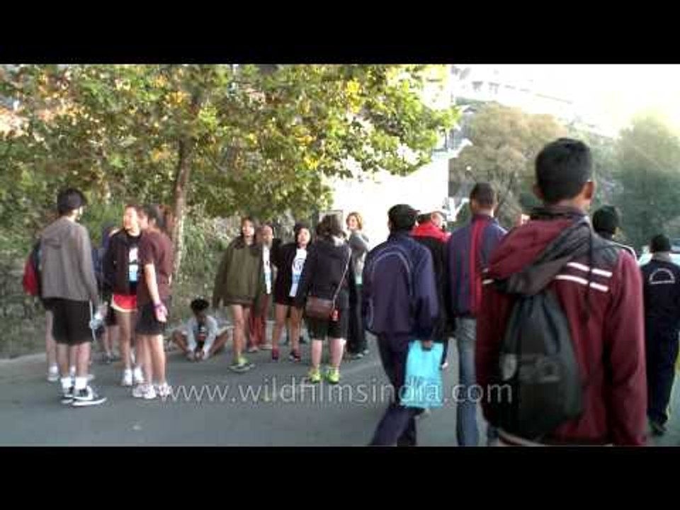 Enthusiastic runners wait for the start of the first Mussoorie Half-Marathon!