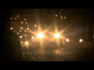 Headlights glittering in the night on Delhi roads!