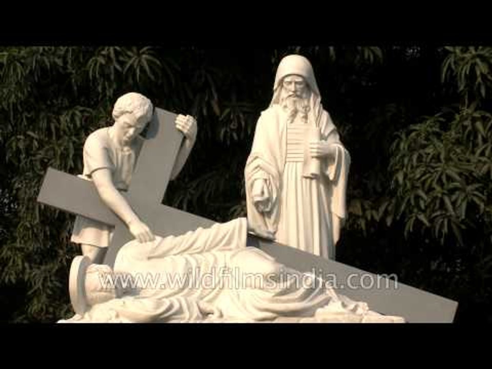 Immortal Christian sculptures at Basilica of Our Lady Of Graces