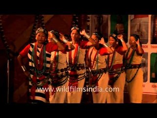 Young Nyishi tribal women celebrate Arunachal Day with a dance