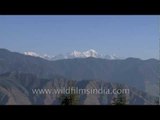 View of snow capped mountain peaks from above Mussoorie