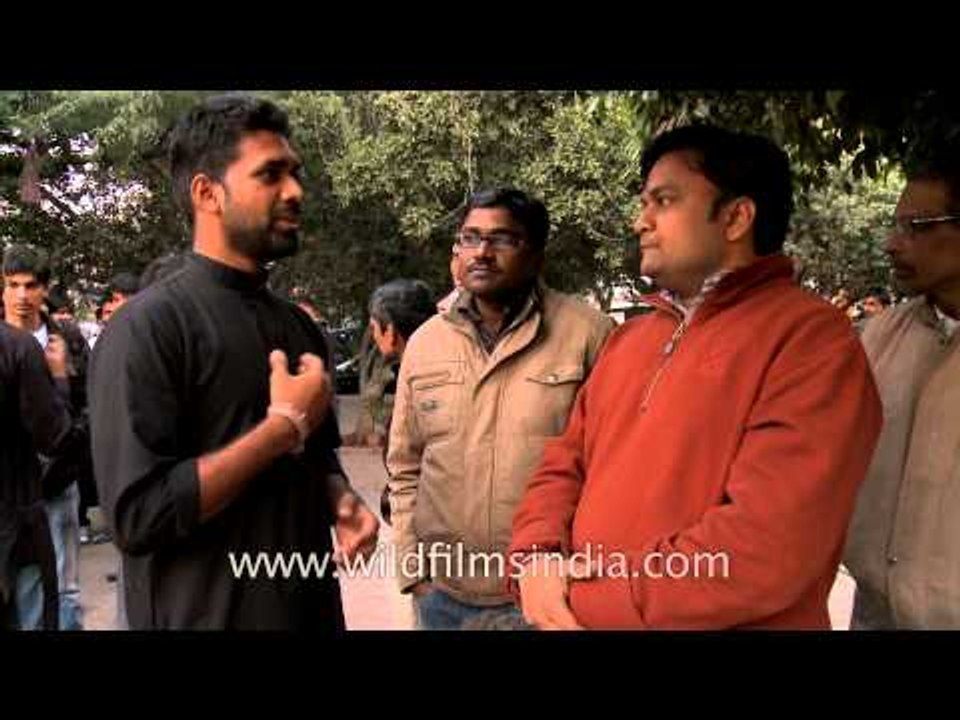 Asmita group actors talk to the audience after their street play against rape