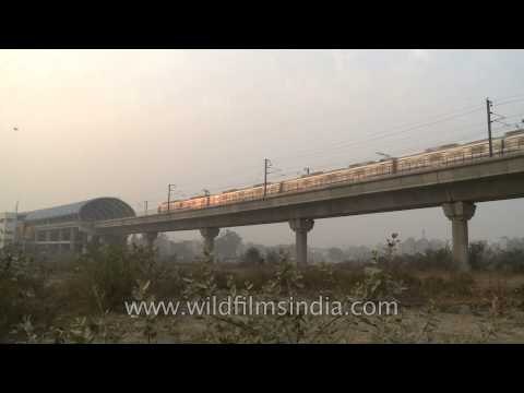 Blue line metro track outside the Karkardooma Metro station