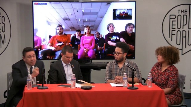 Venezuelan Foreign Minister Jorge Arreaza and Samuel Moncada