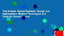 Full E-book  Sound Systems: Design and Optimization: Modern Techniques and Tools for Sound System