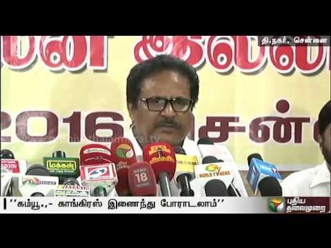 TNCC president Thirunavukkarasar meets CPI state secretary Mutharasan at the latter's party office