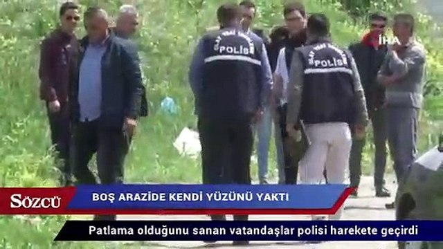 Avcılar'da, madde bağımlısı boş arazide kendi yüzünü yaktı