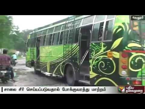 Traffic diverted due to road repair works near Arakkonam new bus stand