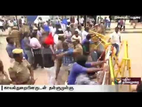 Tussle between police and protesters, who tried to resort to rail roko at Madurai