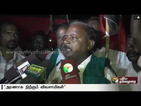 Nagai farmers protest all night demanding to form Cauvery Management Board
