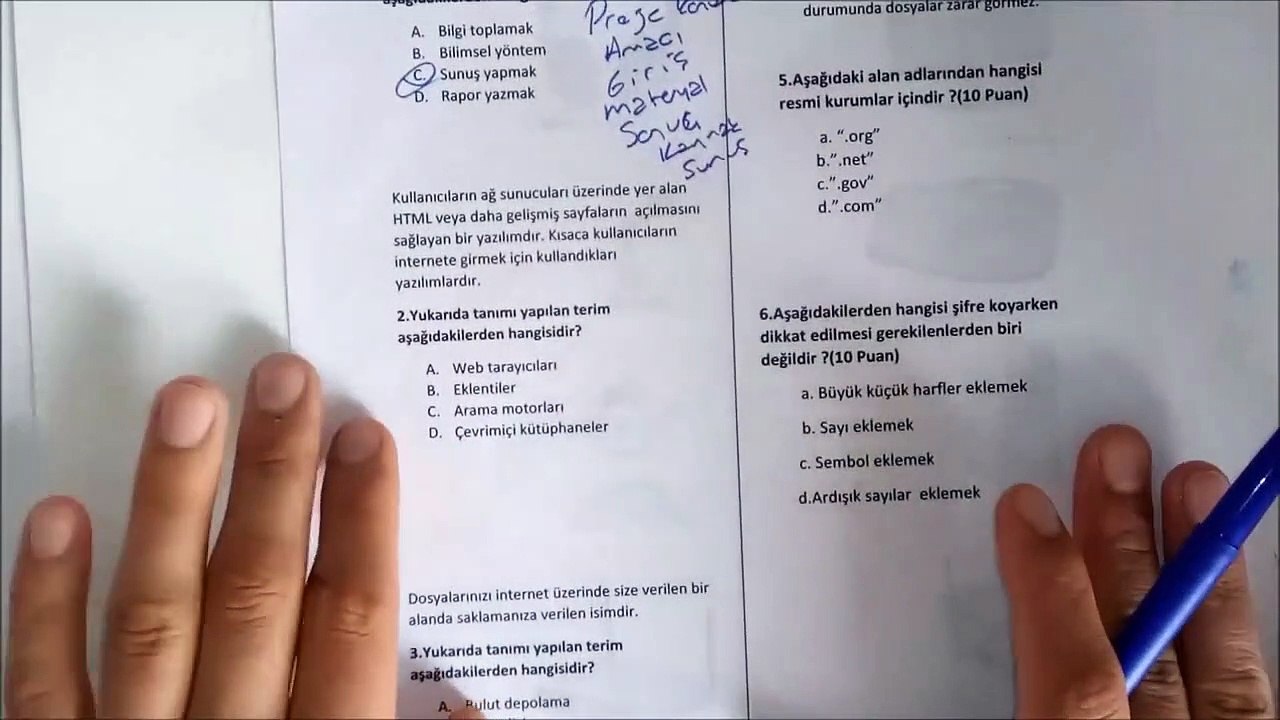 5. Sınıf BİLİŞİM TEKNOLOJİLERİ 2. Dönem 2. Yazılı Soruları ve Çözümü 2018