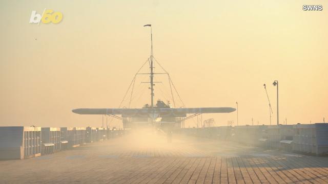 Pilot Lands Plane on Wooden Pier Barely Wider Than His Aircraft