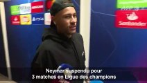 Neymar suspendu 3 matches en Ligue des champions (UEFA)