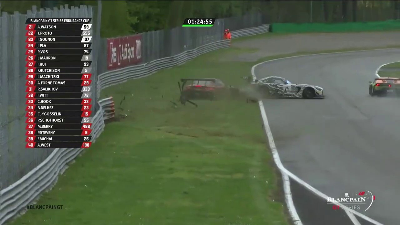 Blancpain Gt Series Monza 2019 ProAm Leaders Pla Vos Big Crash