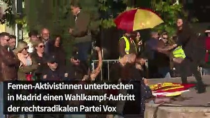 Barbusig gegen rechts: Femen sprengt Vox-Auftritt in Spanien